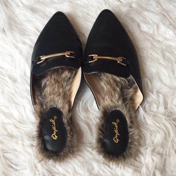 gucci inspired loafers with fur
